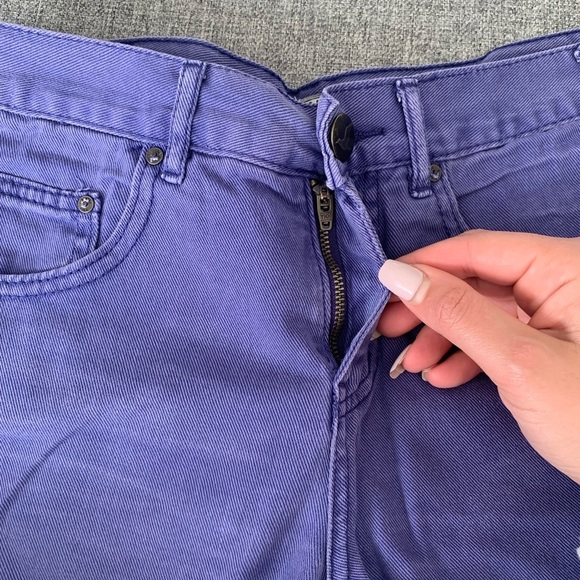 Free People Purple Distressed Raw Hem Jean Shorts - Picture 3 of 9